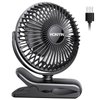 HONYIN 720° Rotation Small Desk & Clip on Fan with Sturdy Clamp, 3 Speeds, Quiet Little Personal Cooling Fan by USB Plug In, for Bedroom Office Desktop Treadmill