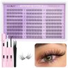 ALICE Natural Lash Clusters Kit Clear Band Wispy Lash Extension Kit Cluster Eyelash Extension Kit 162pcs C Curl 11-13mm Individual Lashes with Lash Glue Bond and Seal and Tweezers DIY at Home
