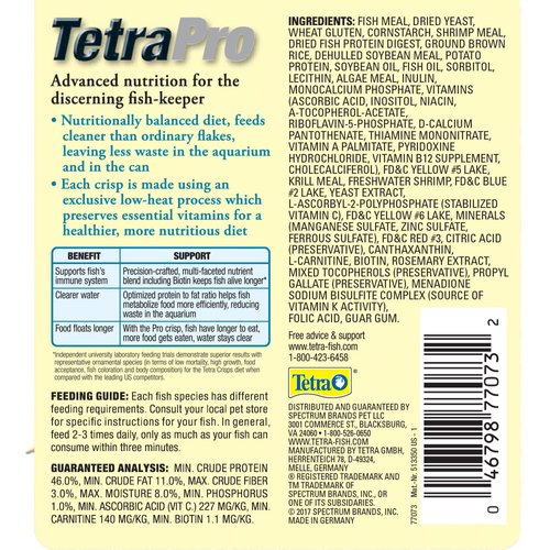 TetraPro Tropical Crisps 6.70 Ounces, Fish Food, Advanced Clear Water Formula