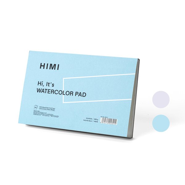 HIMI Watercolor Paper Pad, 5.5X8.5" 20 Sheets, Mix Paper Pad, Side Wire Bound, Fine Texture, Watercolor Acrylic Painting Pad, Ink Sketchbook, Art Supplies Drawing Pad Gift (Blue)