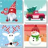Yijingtop 4 Packs Framed Chrsitmas Paint by Numbers Kit for Kids Ages 8-12,Snowman Easy Acrylic Paint by Number Framed on Canvas,Number Painting Paint by Numbers Kit for Home Wall Decoe 8x8inch