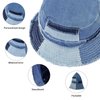 GuanGu Ripped Denim Bucket Hats for Women Washed Packable Summer Beach Sun Hats Mens Bucket Hat for Travel(Classic Denim S/M)