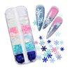 12 Grids 3D Snowflake Nail Art Sequins Winter Christmas Nail Glitter Flakes Laser Nail Sequins Holographic Glitter Designs Snowflake Nail Charms Christmas Nail Stickers for Xmas Party Nail Decorations
