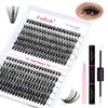 DIY Lash Extension Kit Lash Bond and Seal Lash Clusters Kit ? Pcs Cluster Lashes D Curl with Lash Tweezers for Individual Lashes Kit Eyelash Extension Kit at Home (Kit 40D+50D-0.07D, 8-16mm)