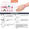 Cute Pink Christmas Temporary Tattoos Xmas Tree Birthday Party Decorations Favors Supplies Winter Themed Stickers 10 Sheets 100 PCS Gifts for Kids Girls Boys Decor Class School Carnival Christmas