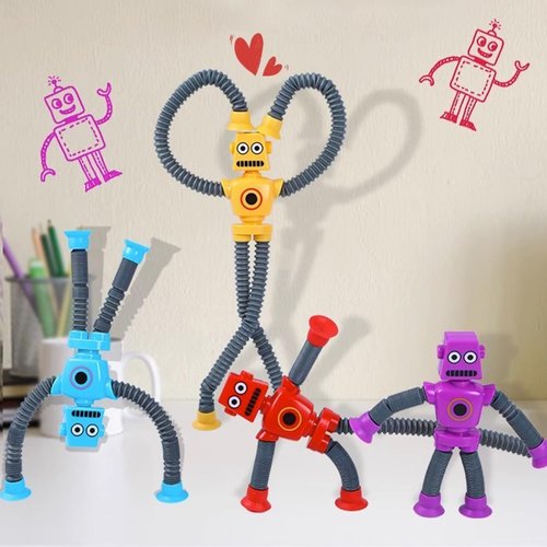 Suction Cup Robot Toy,Robot Toys,Robot Toys for Kids 3-5 5-7,pop Tubes Robots,Suction Cup Toys,Mini Robot,Autism Sensory Products,Toys for Ages 5-7,Sensory Toys for Kids with Autism (12 Pack Robot)