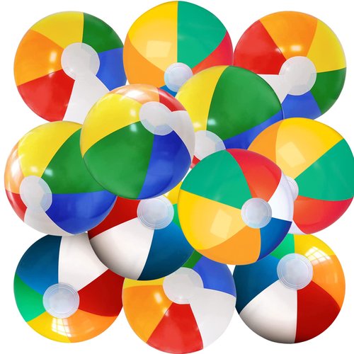 Marleysio Beach Balls Bulk 12 Pack 12 Inch in Diameter Inflatable Beach Ball for Kids & Toddlers, Beach Toys Swimming Pool Toys for Pool Games, Summer Pool Party Favors Decorations