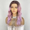 CIMITIKI Ombre Pinkish Mixed Purple Wig Rainbow Colored Highlight Synthetic Hair Pastel Rose Pink 13x4 Lace Front Wigs Loose Wavy 18Inch for Women Girls