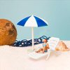 Set of 5 Mini Beach Umbrella Dollhouse Decor: 6x4cm Ornament Plastic Miniature Sunshade with Base DIY Accessories for Yard, Garden, Swimming Pool, Furniture, and Photography Craft Prop Home Decor