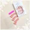 24Pcs White French Tips Press on Nails with Simple Design, Glossy Nude Medium-Short Square False Nails Gel Glue on Nails, French Manicure Art Acrylic Fake Nails Stick on Nails for Coquette Women Girls