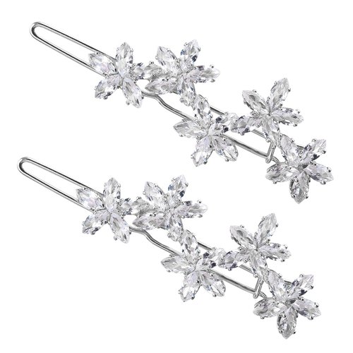 2Pcs Sparkly Crystal Hair Clips, Rhinestones Bobby Hair Pins, Hollow Geometric Hair Barrettes, Elegant Metal Hairpin Hair Accessories Headwear Styling Tools, Present for Women Girls