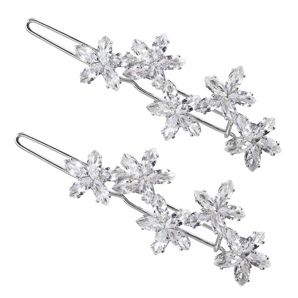 2Pcs Sparkly Crystal Hair Clips, Rhinestones Bobby Hair Pins, Hollow Geometric Hair Barrettes, Elegant Metal Hairpin Hair Accessories Headwear Styling Tools, Present for Women Girls