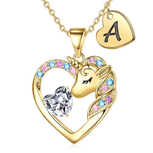 IEFIRCH Unicorn Gifts for Girls, Unicorn Necklace Initial A Necklace for Girls Jewelry for Girls Gifts Unicorn Gifts Birthday Gifts for Girls Teen Girl Gifts Unicorn Necklace for Girl Toys for Girls