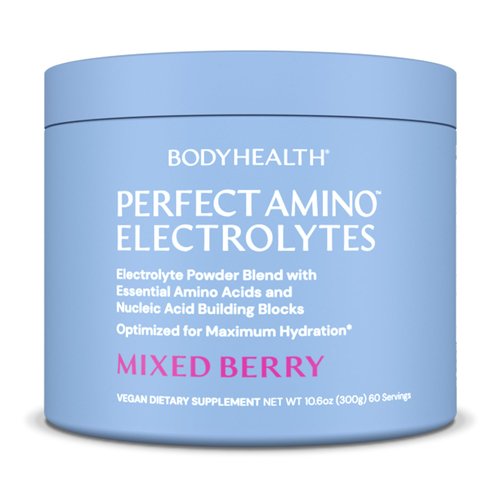 BodyHealth PerfectAmino Electrolytes Powder, Hydration Powder, Sugar Free Electrolyte Drink Mix, Keto Electrolytes Powder, Non GMO, Mixed Berry Flavor (60 Servings)