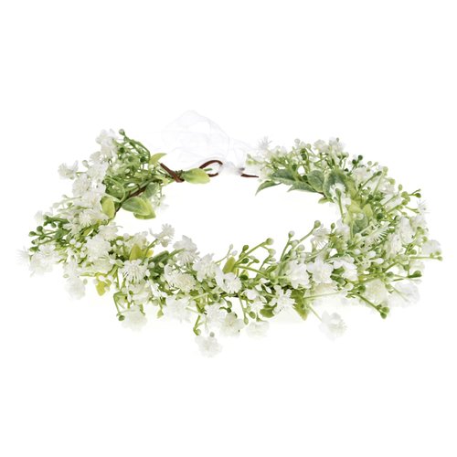 June Bloomy Bridal Flower Crown Women Rose Floral Headband Maternity Photo Prop Baby Shower Leaf Hair Wreath (B-White)