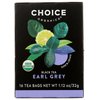 Choice Organics - Organic Earl Grey Tea (1 Pack) - With Bergamot - Fair Trade - Compostable - Contains Caffeine - 16 Organic Black Tea Bags
