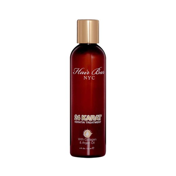Hair Bar NYC 24 Karat Brazilian Keratin Treatment with Collagen & Argan Oil (For Thick & Coarse Hair) Up to 2 Applications, Lasts up to 5 months 4oz 118ml