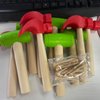 10Pcs Hammer Toys with 100Pcs Small Wooden Hammer Simulation Fake Hammer Maintenance Tools,Toy Hammer Plastic Toddler Claw Hammer Portable Toys Pretend Play Fake Mallet Hammer for Boys Girls