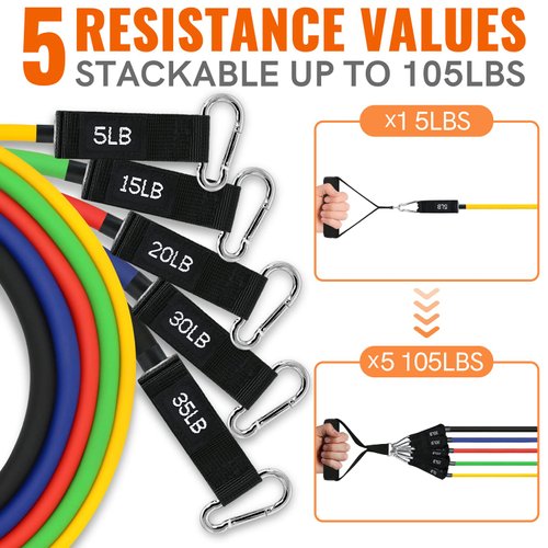 Resistance Band Set Workout Resistance Bands with Handles Stretch Bands for Exercise Bands Workout Bands Resistance Bands for Working Out Fitness Bands Work Out Bands Ligas para Hacer Ejercicio