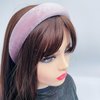 FunCosta velvet padded headband wide puffy headbands for women girls vintage sponge hair band trendy and cute hair accessories (Lilac)