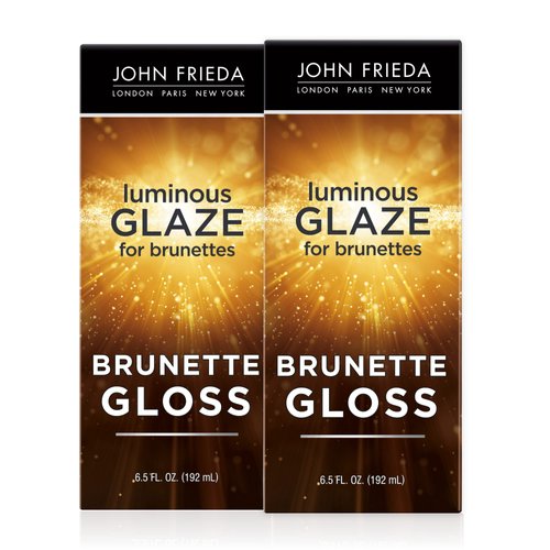 John Frieda Brilliant Brunette Luminous Hair Glaze, Color Enhancing Glaze, Designed to Fill Damaged Areas for Smooth, Glossy Brown Color, 6.5 oz (Pack of 2)