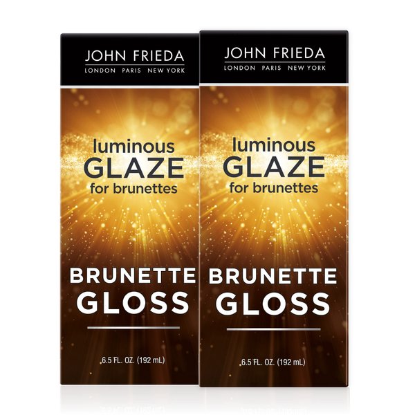 John Frieda Brilliant Brunette Luminous Hair Glaze, Color Enhancing Glaze, Designed to Fill Damaged Areas for Smooth, Glossy Brown Color, 6.5 oz (Pack of 2)