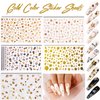 Teenitor 12 Sheets Nail Art Sticker 3D Self-Adhesive, Nail Art Decoration with 5 Boxes Holographic Nail Art Glitter Flakes Butterfly Heart Star Maple Leaf Nail Sequins and Nail Art Flower Slices