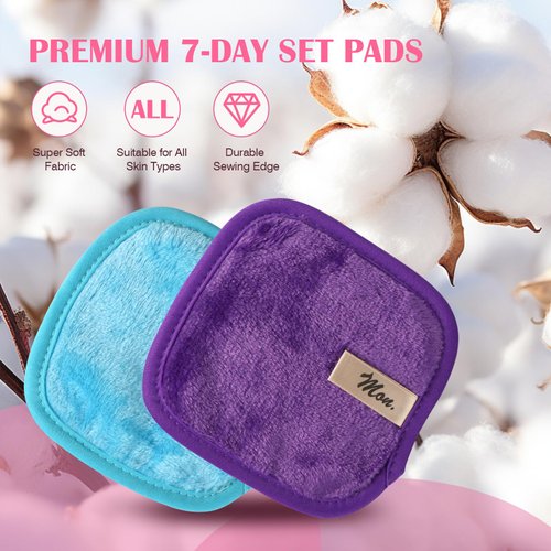 Orighty Makeup Remover Cloths 7-Day Set, Premium & Reusable Makeup Remover Pads, Erase Makeup With Just Water, Makeup Set For Eyes, Lips, Foundation and more, Ideal Choice For Women (Rainbow)