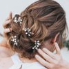 Barode Rhinestones Wedding Hair Pins Pearl Bridal Hair Accessories Crystal Bride Headpieces for Women and Girls (Pack of 3)