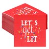 Geyoga 100 Pcs Christmas Cocktail Napkins Lets Get Lit Beverage Napkins Funny Holiday Napkins for Dinner Christmas Party, 2 Ply, 5 x 5 Inch