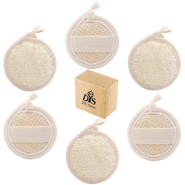 Face Loofah Pads Exfoliating Scrubber, Natural Luffa Facial Cleanser Pad Sponges Exfoliator Scrub Brush 6 Pack for Body Back Dead Skin Cleansing Washing Suitable for Men Women Bath Shower Spa Massage