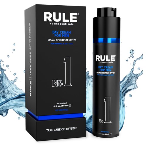 RULE COSMECEUTICALS - No. 1 Day Cream, Face Moisturizer for Men, 10-in-1 Men’s Face Cream, Face Moisturizer with SPF 20, Combination Skin Moisturizer, Men’s Grooming Solution, No Menthol, 50 mL