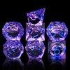 AUSTOR 7 Die DND Dice Set 7 Pieces Violet Flame Dragon Resin Dice Role Playing D and D Dice D20 D12 D10 D8 D6 D4 Sharp Edge Dungeons and Dragons Dice with Case