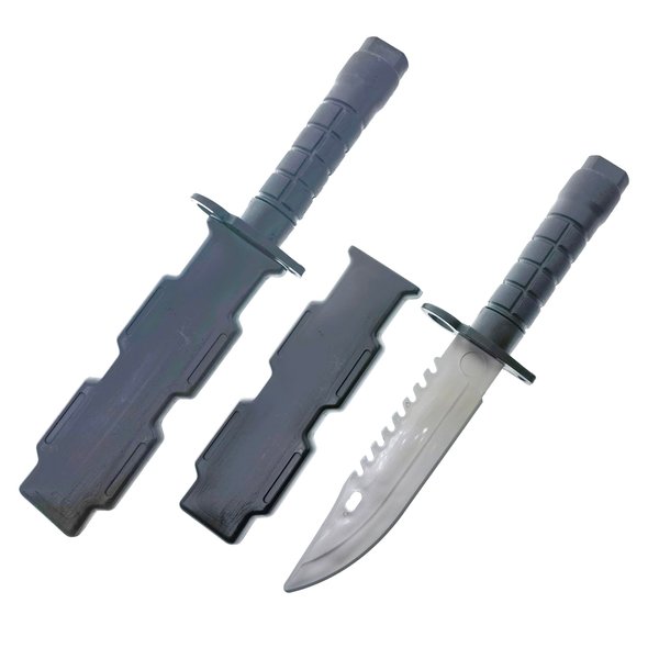 Cooplay 2 Set Simulated Dagger with Scabbard Military Police Trickery Cosplay Magic Props Stage Performance Adult Toy Plastic Prank Knife Joke for Halloween Party