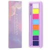 Go Ho 8 Colors Water Activated Eyeliner Palette,High Pigment Bright Vibrant Fluorescent Rainbow Colorful Eye/Face/Body Paint,Matte and UV Paint Graphic Eyeliner with Brushes-01
