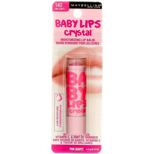 Maybelline New York Baby Lips Crystal Lip Balm, Pink Quartz [140] 0.15 oz (Pack of 4)