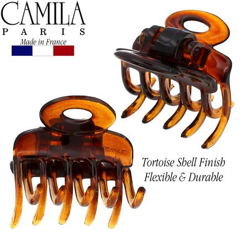 Camila Paris CP3/2 French Hair Clip for Women, Set of 2 Small 1 inch Girls Hair Claw Clips Jaw Fashion Durable and Styling Hair Accessories for Women, Strong Hold No Slip Grip, Made in France
