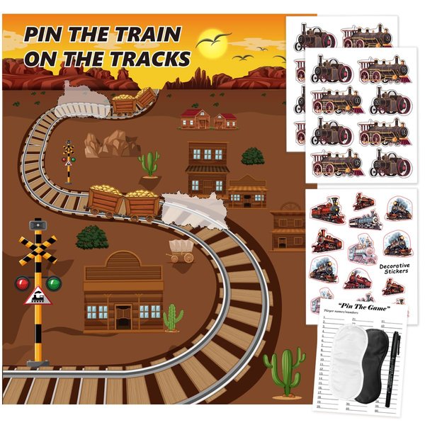 Train Party Games Supplies, Pin The Choo Choo on The Track Funny Game for Chugga Chugga Two Two Train Birthday Party Decorations Supplies