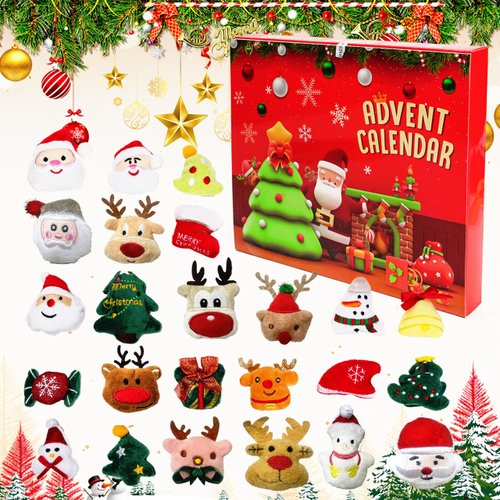Christmas Advent Calendar, Christmas Gift 2024, Christmas Countdown Calendar Ornaments， 24 Piece Set Plush Christmas Ornaments， Angel Santa Claus Snowman Reindeer Mini Christmas Tree Ornaments