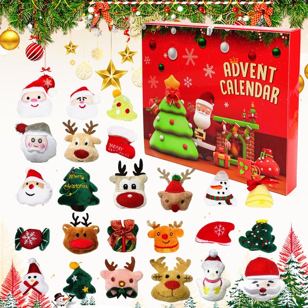 Christmas Advent Calendar, Christmas Gift 2024, Christmas Countdown Calendar Ornaments， 24 Piece Set Plush Christmas Ornaments， Angel Santa Claus Snowman Reindeer Mini Christmas Tree Ornaments