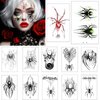 12 Sheets Halloween Spider Web Temporary Tattoos Stickers, 3D Red Green Spider Water and Sweat Resistant Stickers for Halloween Party Favors