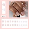 24Pcs Nude Pink Press on Nails Short Square Fake Nails White Glitter Glossy Designs Nail Art Supplies Full Cover Artificial Coffin False Nails Glue on Nails for Women Acrylic Manicure Decorations