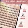 MLEN DIARY 132 Clusters Fox Eye Lash Clusters Wispy Cat Eye Lashes Individual Lash Extensions with Bottom Lashes 4D D Curl Manga Eyelash Extension Kit Fluffy Mink Lashes Natural Look Faux False Lashes