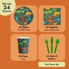 Juvale 144-Piece Dinosaur Birthday Party Supplies with Paper Plates, Napkins, Cups and Cutlery for Dino Party Decorations (Serves 24)