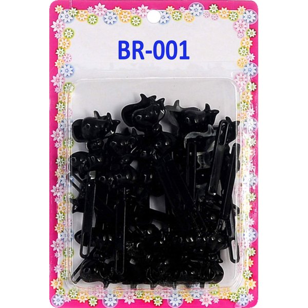 Tara Girls Super Cute Self Hinge Plastic Mulit Design Hair Barrettes Selection. 20 pc Bow shape (black).