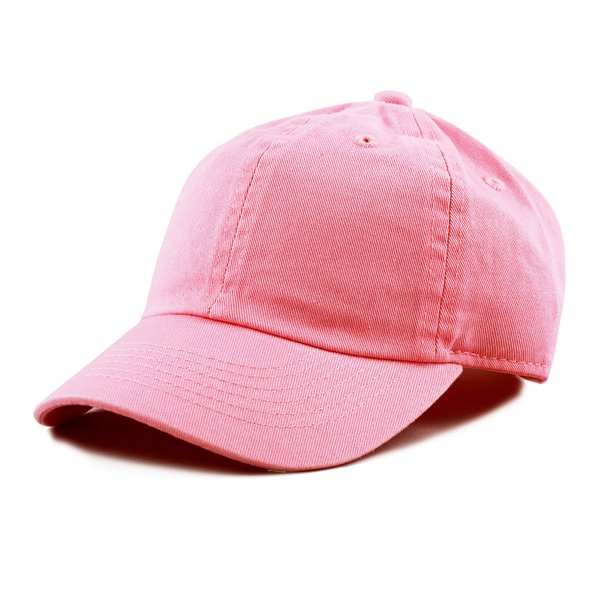 The Hat Depot Kids Washed Low Profile Cotton and Denim Plain Baseball Cap Hat (6-9 yrs, Light Pink)