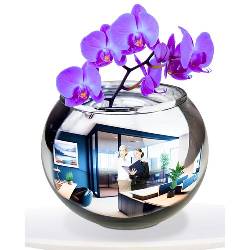 Skywin Convex Mirror Vase Silver Cubicle Decorations - 6 Inch Multipurpose Cubicle Mirror, Desk Mirror to See Behind You - Aesthetic Office Cubicle Accessories, Office Cubicle Decor Organizer