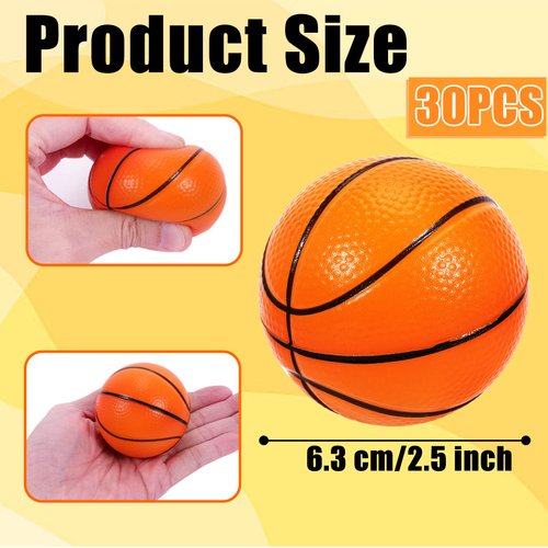 Cynquma 30 PCS Mini Basketball Stress Balls,2.5 Inch Mini Basketballs for Kids,Mini Basketball Party Favors,Mini Foam Sports Balls,Small Basketball Squeeze Balls for Party Favors Stress Relief Sports