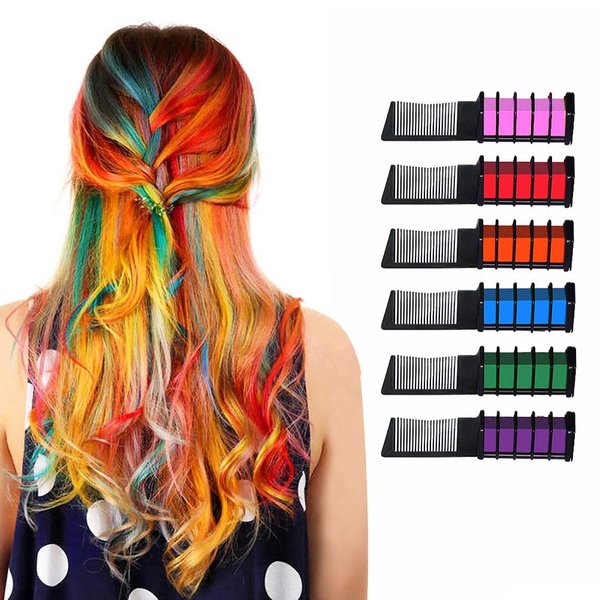 NEW Hair Chalk Comb,Temporary Hair Color Dye for Girls Age 4 5 6 7 8 9 10 Kids For New Year, Birthday Party, Cosplay (new6)