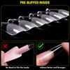 Makartt Coffin Nail Tips 500pcs Long Pre-buffed Full Cover Clear Press on Nails 10 Sizes Soak Off Soft Gel Nail Tips Extension Professional Acrylic Fake Nails No Crease False Nail Salon DIY Nail Art